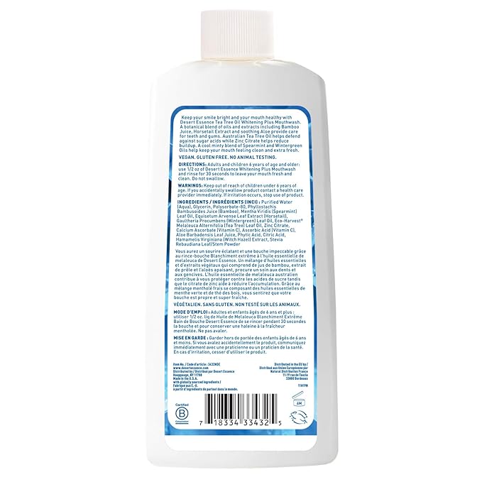 Desert Essence Mouthwash, Tea Tree Whitening Mint, 16 Fluid Ounce