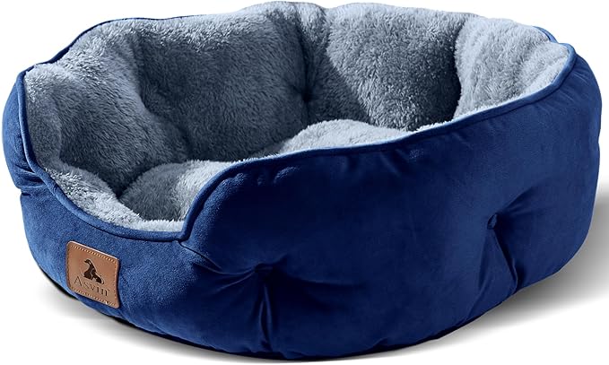 Medium Dog Bed for Medium Dogs, Large Cat Beds for Indoor Cats, Pet Bed for Puppy and Kitty, Extra Soft & Machine Washable with Anti-Slip & Water-Resistant Oxford Bottom, Blue, 25 inches
