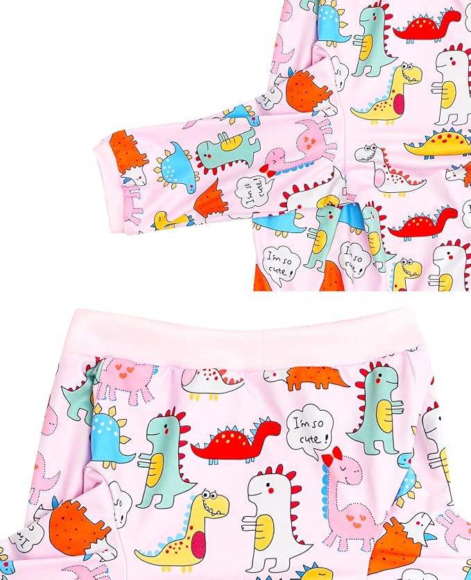 Dinosaur Dog T Shirts Cute Dinosaur Pattern Printed Apparel Shirt for Large Dogs Softable Stretchy Pet Clothes (2XL, Pink Dinosaur)