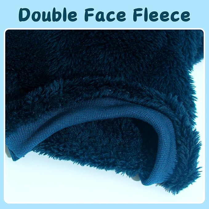 2 Pieces Dog Sweaters for Boy Fall Winter Warm Puppy Clothes Fleece Chihuahua Sweater Cute Clothes for Male Cat, Blue, Dark Green, Small