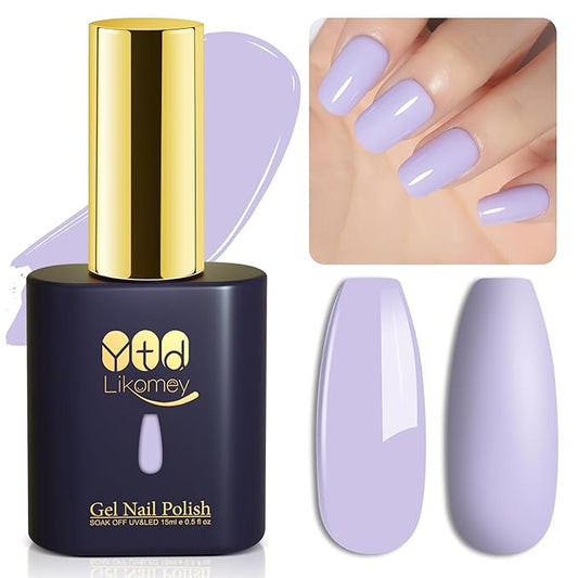 YTD Likomey Gel Nail Polish,15ml Light Purple Soak Off UV Nails Gel,Salon Home DIY Nail Art Manicure and Pedicure Gel Varnish,CS441