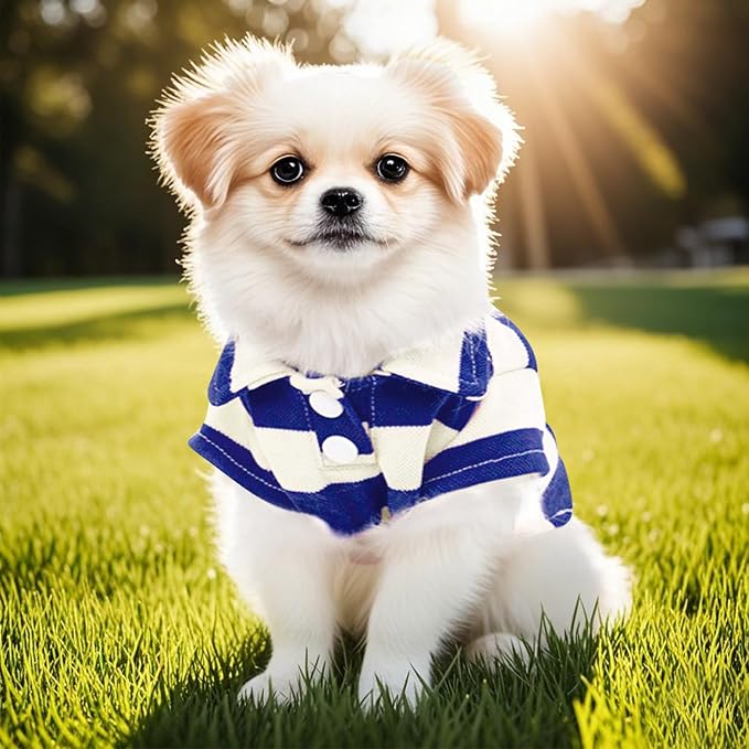 Pistha Dog Shirt Polo Shirt Striped Puppy Clothes for Boy Girl Pets | Dog Shirt Dog Clothes Pet Clothes with Summer Button Up for Small Medium Dogs Cats