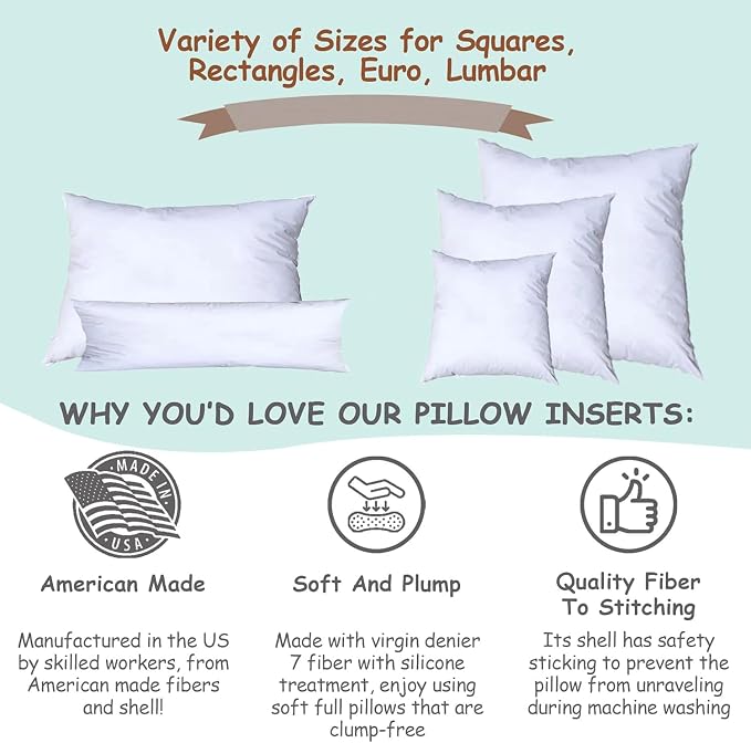 Pillowflex Synthetic Down Pillow Insert 12x32 in - Karate Chop Pillow | Large Rectangle Sham Form, Plush Polyester Cotton Blend, Cloud-Like Comfort, Clump-Resistant Fill, Smooth Elegant Finish