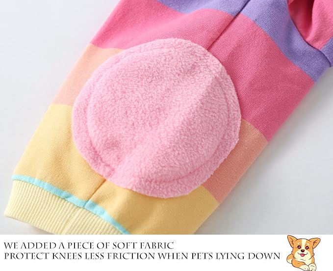Dog Cotton Hoodie Pullover Sweatshirts Soft and Stretch Pets Clothes Rainbow Stripe Hooded for Large Dogs 2XL