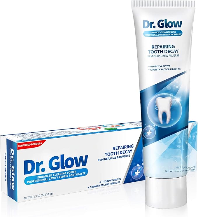 Dr. Glow Adult Cavity Repair Toothpaste, Cavity Reversing Hydroxyapatite Toothpaste, Cavity Filler for Tooth Remineralization, Tooth Decay Treatment Repair, Enamel Repair Cavity Remover, Fluoride Free