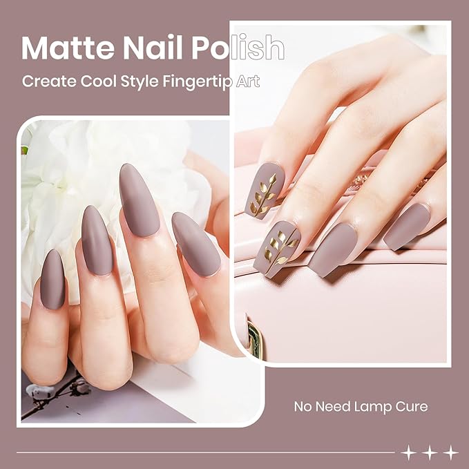 Matte Nail Polish Quick Dry Brown Nail Polish Non Gel, Fast Drying Fingernail Polishes Air Drying Lacquer, Fall Finger, Manicure, Chip Resistant, Vegan, Fast Drying, Streak, Long Lasting
