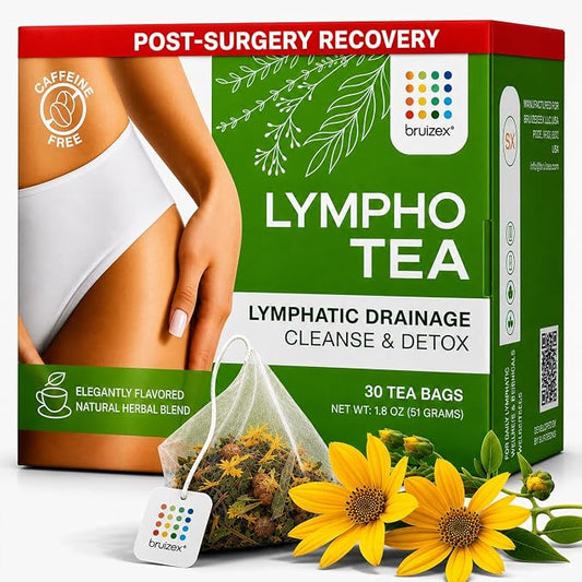 Bruizex Lymphatic Cleanse & Detox Herbal Tea- Lymphatic Drainage & Bloating Relief | Water Retention | Ginger Blend for Post Surgery Recovery | Liposuction, Tummy Tuck, Lipedema & Lymphedema- 30-Pack