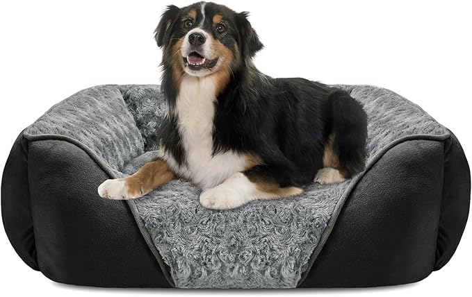 X-Large Dog Bed Rectangle Washable Orthopedic Soft Calming Sleeping Durable Pet Cuddler with Anti-Slip Bottom