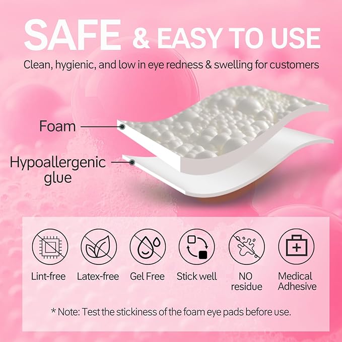 Eye Pads Lash Extensions(125 Pcs) - Akissos Premium White Foam Under Eye Patches, Eyepads Tape with Hypoallergenic Glue for Eyelash Extension | Lift | Tint | Remove, Lash Tech Must Haves Beauty Tools