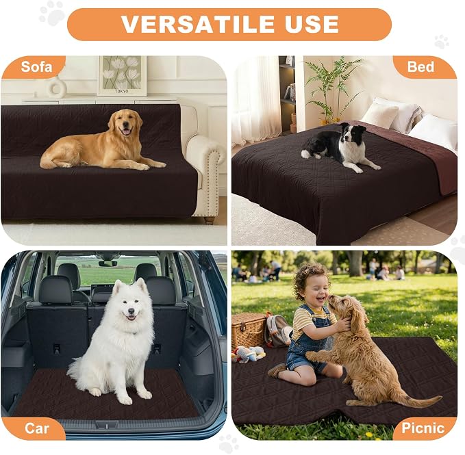 100% Waterproof Dog Bed Cover Pet Blanket, Chocolate+Coffee,42"x50" | ,7-Layer Reversible Couch Covers for Dogs Met for Sofa Furniture Car Camping