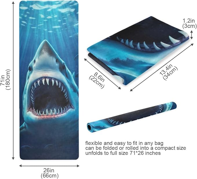 Skull Yoga Mat for Women Men 71" x 26" Non Slip Exercise & Fitness Mat 1mm Thick Workout Mat for Yoga, Pilates, Come with Storage Bag