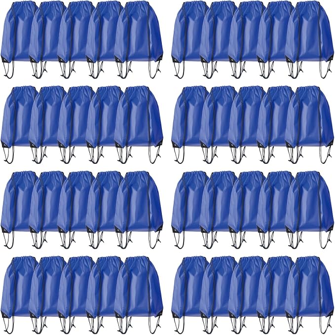 Drawstring Backpack Bulk 40Pcs Draw String Backpack Bags DIY Gym Sports Traveling Yoga Cinch Bag Sackpack Drawstring (royal blue bluenoye)