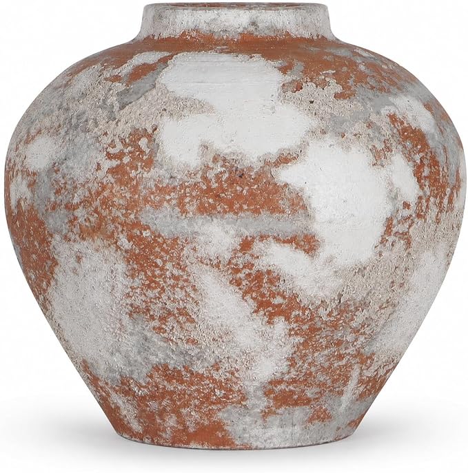 Ceramic Flower Vase Rustic Farmhouse Home Decor | 6.3 Inch Handcrafted Decorative Vase, Ideal Table Decor for Living Room, Wedding, Birthday Holiday