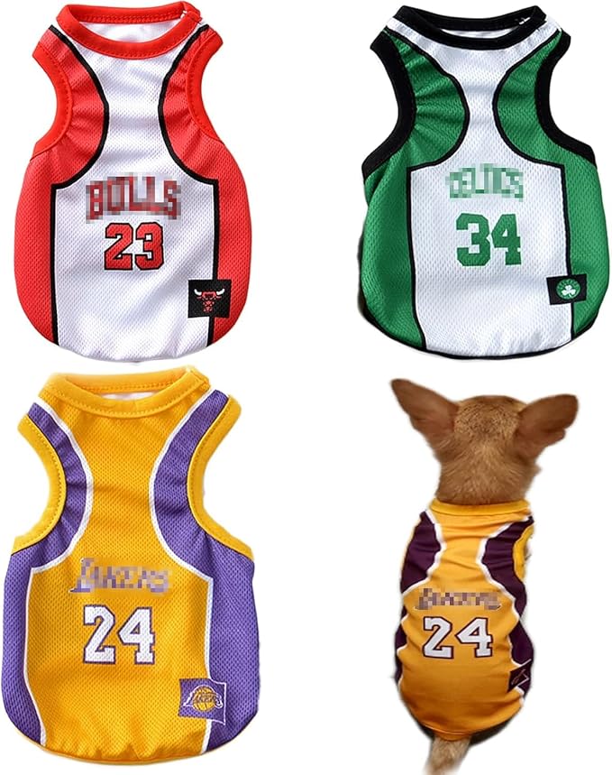 3Pack Dog Clothes for Small Dog Girl Puppy Clothes for Chihuahua Yorkies Bulldog Clothes for Medium Dogs Boy Basketball Jersey Pet Outfits Shirt Apparel Accessories,3XL