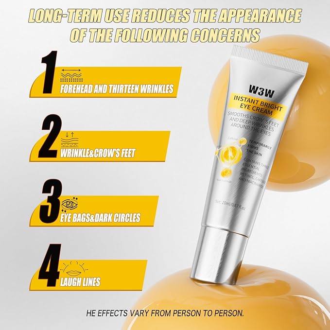 Instant Bright Eye Cream with Caffeine & Retinol - Anti-Aging Eye Cream for Dark Circles, Puffiness & Wrinkles, Brightening & Firming Formula with Niacinamide & Hyaluronic Acid