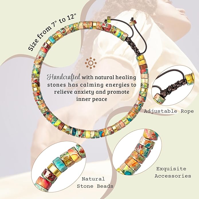 Inspirational Gifts Bracelets for Women: Valentines Mothers Day Birthday Gifts for Women Friends Sister Mom - Healing Natural Stone Beads Bracelets Thinking of you Get Well Soon Gift for Women