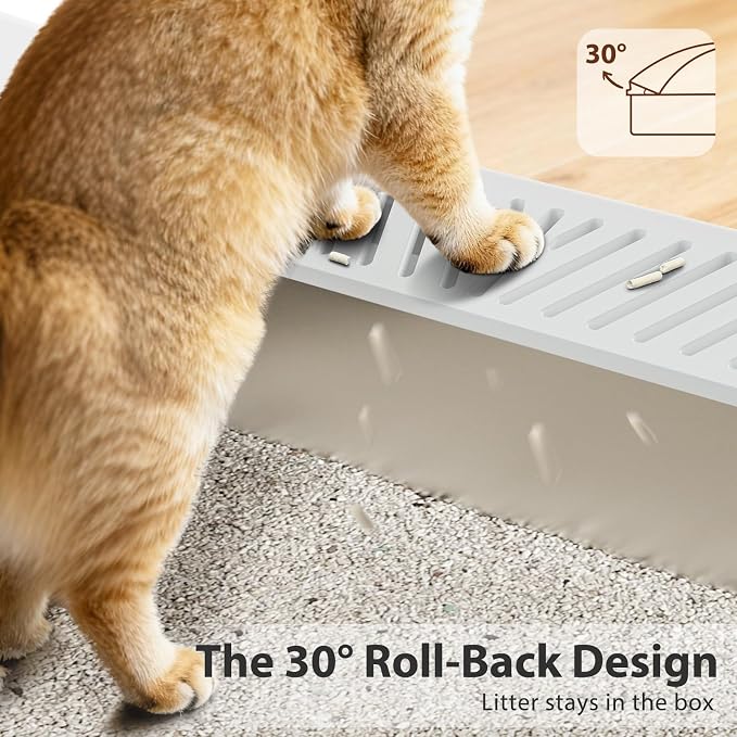 AIPERRO Stainless Steel Litter Box | Metal Kitty Litter Box with Lid | High Sided, Low Entry for Small Cats or Injured Cats | Bunny Litter Boxes | Odor-Free & Non-Stick | Includes Litter Cat Scoop