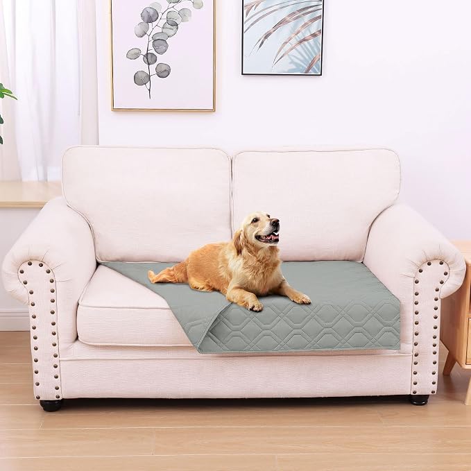 Waterproof Dog Bed Blanket - Soft Pet Blanket & Sofa Cover for Dogs | Reversible Washable Furniture Protector, Couch Covers for Pets (30x53 Inch, Grey/Grey)