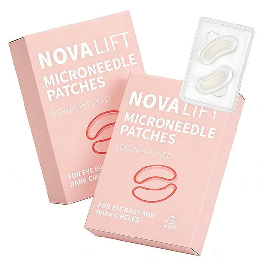 LUMINE NOVALIFT MicroGlow Eye Patches – Under Eye Patches with Hyaluronic Acid for Dark Circles & Fine Lines – Forehead & Smile Line Patches (2 Boxes, 6 Pairs Total)