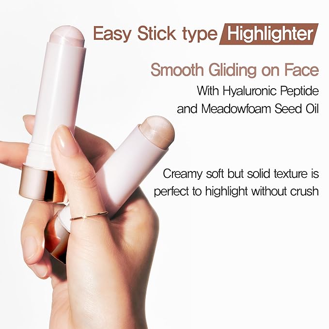 Espoir Be Glow Shading Stick Highlighter #2 Moonlight│Creamy Solid Texture & Smooth Gliding on Face with Hyaluronic Peptide, Natural Contour Color for Daily Radiant Makeup, Subtle Shimmering