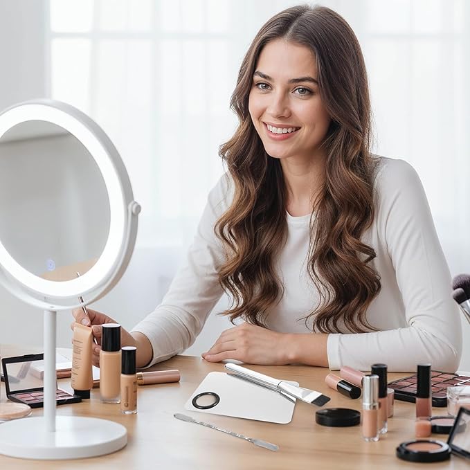 4 PCS Makeup Mixing Palette, Foundation Makeup Mixing Tray, Metal Make up Spatula Palettes Tool, Professional Cosmetic Artist Accessories Set for Women Girl Eye Shadow Eyelash Nail Art