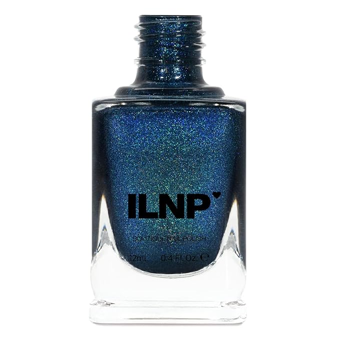 ILNP Isabella - Petrol Blue Holographic Nail Polish, Chip Resistant, Non-Toxic, Vegan, Cruelty Free