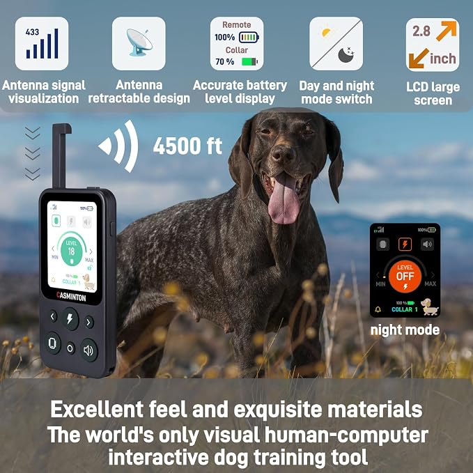 Shock Collar for Dogs [CRS01] 126 Training Levels,4Powerful Modes with 2.8inch LCD high-Definition display100% Safe Training Collar for Large Medium Small Dogs IPX7 Waterproof (Blue)