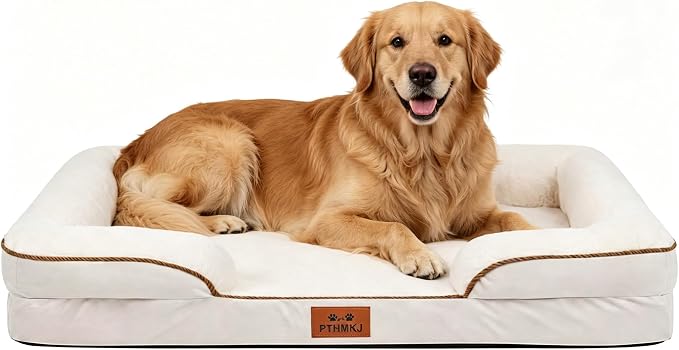 Orthopedic Extra Large Dog Bed, Memory Foam XL Dog Bed Couch, 44" L | Dual-layer Foam Mat, Washable Cover&Waterproof, Contoured Bolster Design, Indoor&Car Truck, Pet Bed for Dogs Cats Up to 90lbs