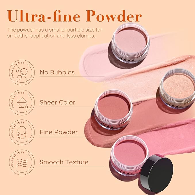 AZUREBEAUTY 30Pcs Dip Powder Nail Kit Starter with Nail Sticks, Nude Skin Tones Neutral Pink 8 Colors Dipping Liquid Set Matte Top Coat for Nail Art Manicure Salon DIY Home