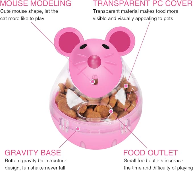 Legendog Cat Slow Feeder Food Ball - Mice Tumbler Shaped Pet Treat Toy for Cats