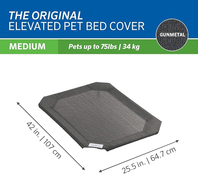 The Original Coolaroo Elevated Pet Bed Replacement Cover, Medium, Gunmetal