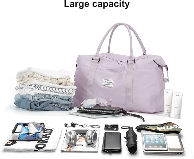 Travel Duffel Bag, Carry On Overnight Weekender Bags for Women | Travel Bag with Wet Pocket & Trolley Sleeve, For Spirit Airlines 18x14x8 Personal Item Bag