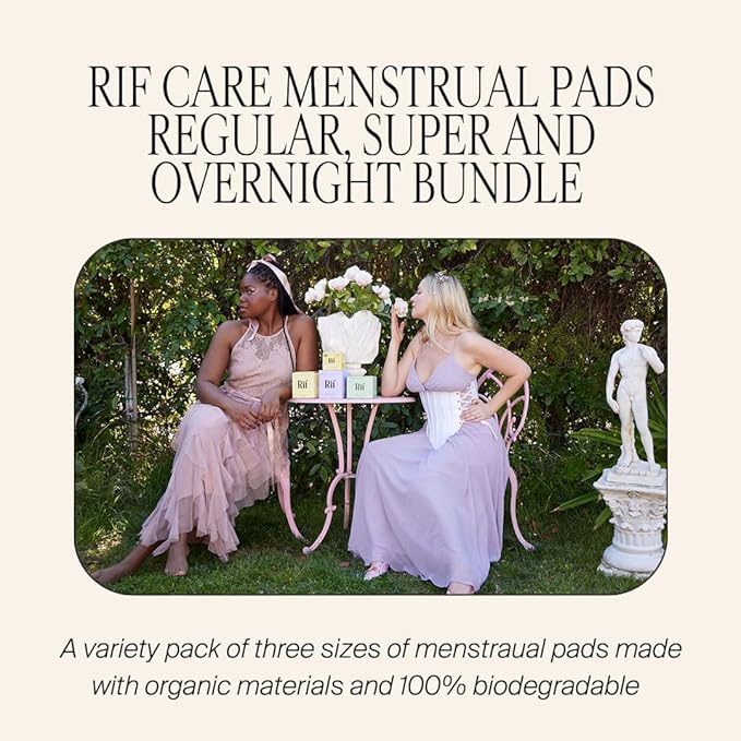 Organic Menstrual Pads Feminine Hygiene Hemp Fiber Biodegradable with Wings, FSA HSA Eligible, Overnight Super Absorbency Pads, 10 Count