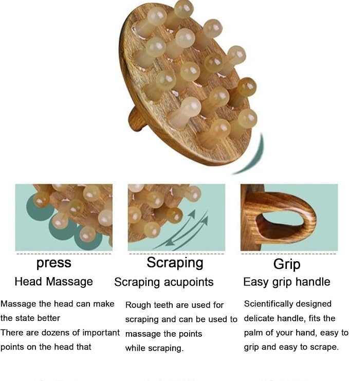 Multifunctional Wood Therapy Massage Tools Meridian Pressure Brush & Cellulite Brush for Scalp Stimulation Body Shaping & Muscle Recovery(28 Nails)