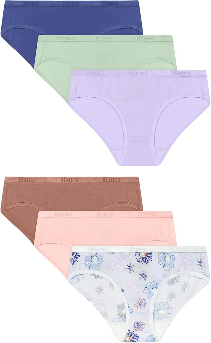 Hanes Girls' Period Underwear Boxer Briefs, Comfort Period Boxer Brief Panties for Girls, Moderate Protection