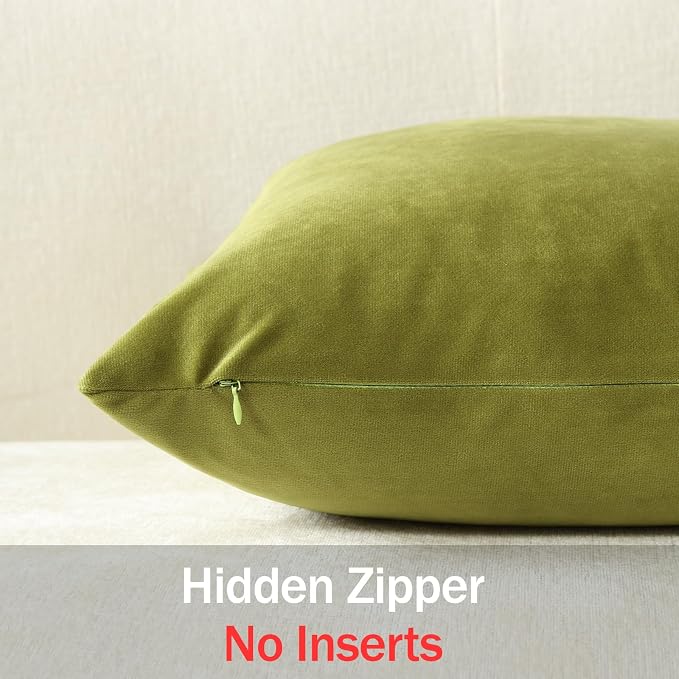 Euro Sham Covers 26x26 Chartreuse: Pack of 2 Cozy Soft Velvet Square Modern Luxury Decorative Throw Pillow Cases for Sofa Couch Living Room Bed Home Decor
