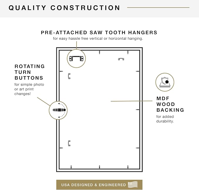 MCS Studio Gallery Movie Poster Frame 27x40 Black Woodgrain Engineered Wood, Vertical & Horizontal Wall Hanging Large Picture Frame for Photos, Artwork & Custom Posters (1-Pack)