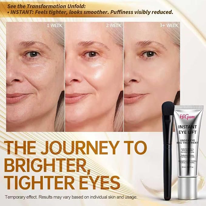 Perfection Eye Tightener Cream with Brush, Instant Eye Lift & Tightener - Under Eye Bag Treatment, Fine Lines & Wrinkles, Ultimate Lift & Smooth Finish, Easy-Wear Formula for All Skin Types, 1PC
