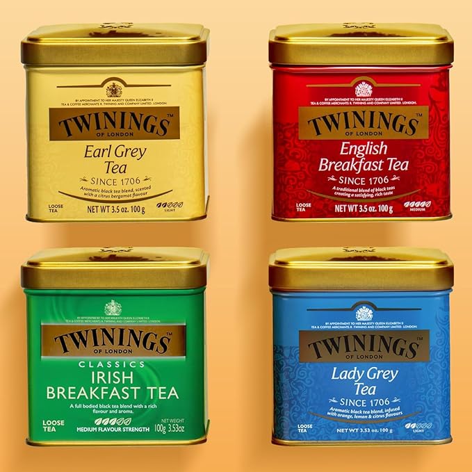 Twinings Irish Breakfast Loose Tea, 3.53 Ounce Tin (Pack of 1), Smooth, Flavourful, Robust Black Tea Leaves, Caffeinated, Enjoy Hot or Iced