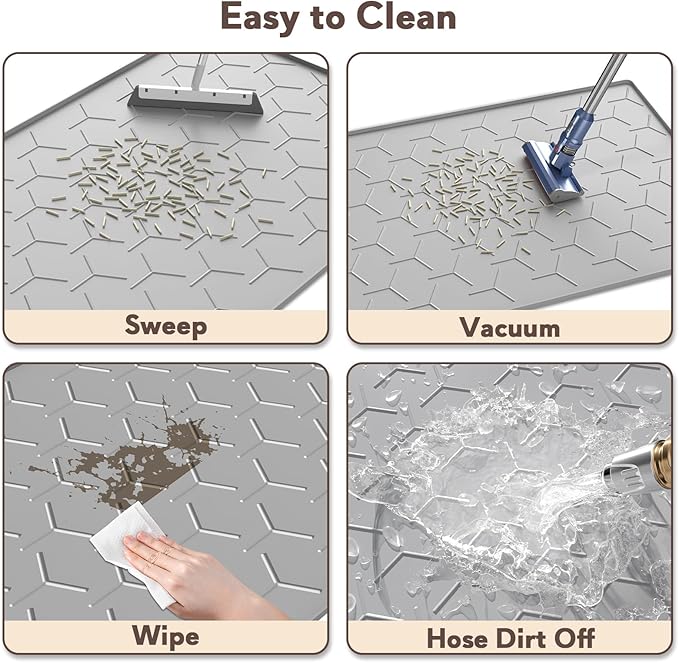 Garoopion Silicone Cat Litter Mat Large 40" X 28", Easy to Clean, Gray | Large Size Waterproof Silicone Mat with Raised Edges, Catch Litter, Protect Floor from Urine, Multi-Use for Dog/Sink/Kitchen