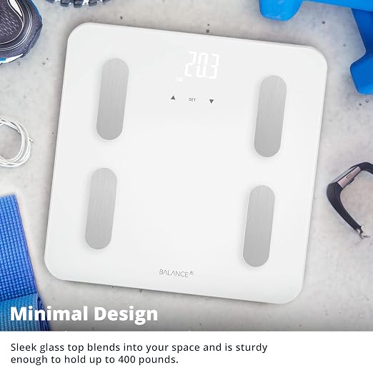 Greater Goods Balance Body Composition Glass and Plastic Personal Scale (White)