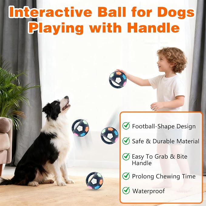 The Mellow Dog Calming Ball with Handle, Mellow Dog Calming Ball,Squeaky Floating Rubber Balls,Interactive Balls for Dogs Playing,Water Play,Training & Outdoor Games (Black)
