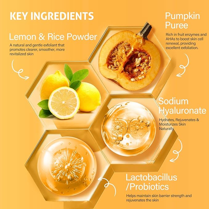Easter Gifts for Women Pumpkin Enzyme Face Mask Skincare| Brightening Exfoliating Facial Mask For Dead Skin,Dullness Dark Spots, Uneven Skin Tone,Large Pores and Brightens Skin