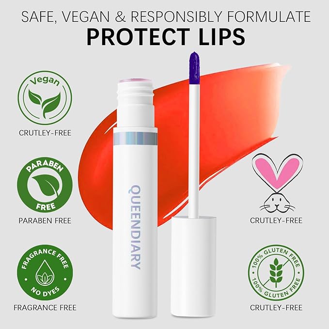 QueenDiary lip stain peel off lip gloss all day long lasting Waterproof and Transferproof lip tint - matte finish peel off lip liner (05#Rosy)