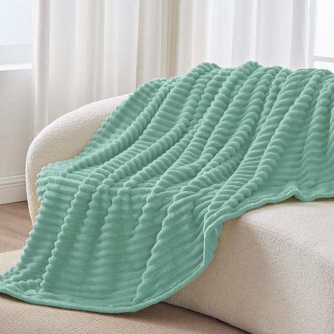 BEDELITE Ribbed Twin Blanket for Couch & Bed, Seafoam, 60"x80" | Ultra-Soft Plush Fleece, Cozy, Warm Yet Lightweight, Ribbed Texture, Home Decor, Machine Washable, Giftable, All-Season Use