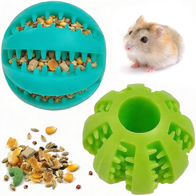 2 PCS Hamster Foraging Balls Small Animal Enrichment Toys Treat Dispenser Intellectual Maze Snack Hidden Slow Feeder Suitable for Hamsters Guinea Pigs Rats Gerbils Mice Chew Toys for Rabbits