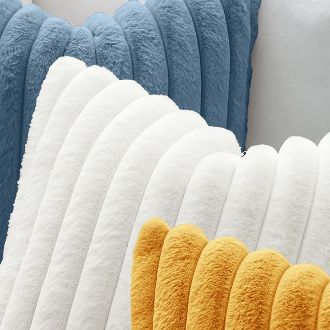 MIULEE Faux Fur Decorative Throw Pillow Covers 20x20 Set of 2 White | Modern Soft Plush Couch Pillows, Cozy Fluffy Cushion Covers for Sofa Bed Living Room Home Decor