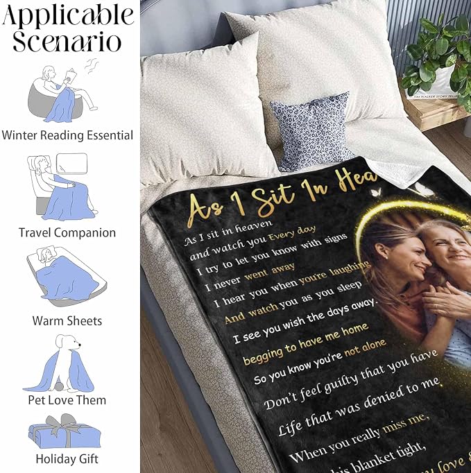 Custom Memorial Blanket with Photo - Sympathy Gift for Loss of Loved One