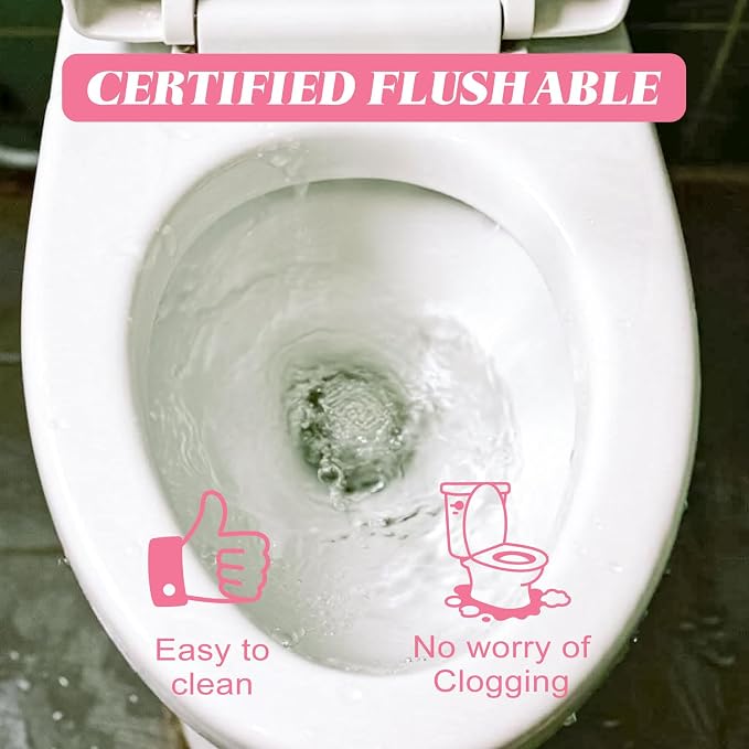 twoworld 50 Feminine Wipes Individually Wrapped,Flushable Wipes Travel | Feminine Care Vaginal Wipes for Adult,Women,Girl and Homeless(Unscented)