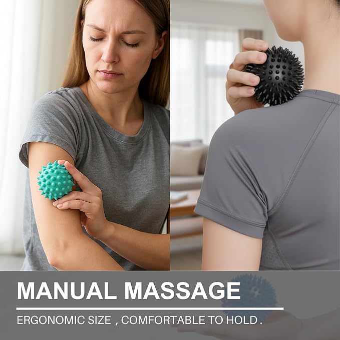 LEZER Spiky Massage Ball, Trigger Massage Point, Plantar Fasciitis, Deep Tissue Myofascial Release Tool, Foot Massager, Muscle Knot Relief, Physical Therapy, Set of 3